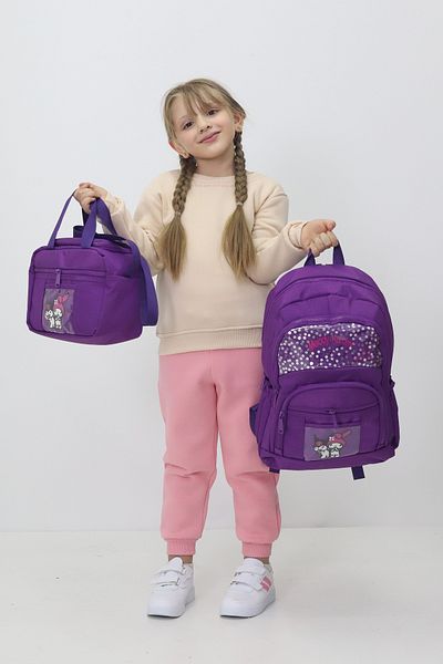 Probag Melody Kuromi Geantă de școală din 3 piese Rucsac Cutie de prânz Suport stilou Jucărie de pluș pentru școala primară Cadou