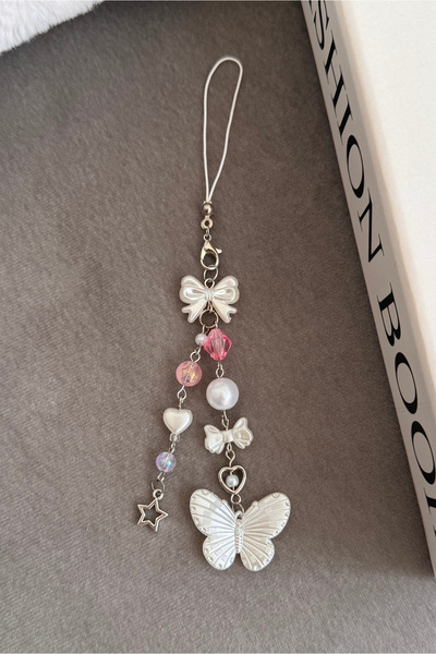 WhimsyWhite Kelebek Fiyonk Telefon Ipi Charm Pinterest Charm