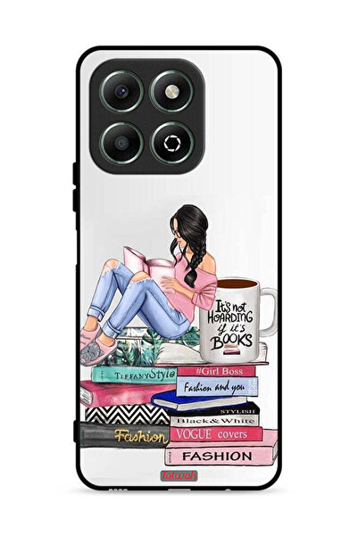 Tolwak غطاء حماية لهاتف Honor X6b 4G بتصميم فتاة وكتب أزياء فنية
