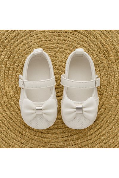 Uğur bebe 18No 0-6Months Clara Model Baby Girl Soft Sole Booties Shoes with Buckle Bow and Velcro First Step