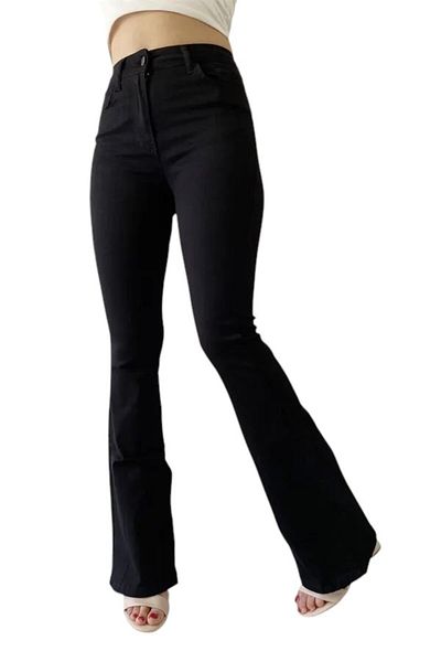 byhaziran butik Beltus Black Spanish Leg High Waist Lycra Women's Jeans