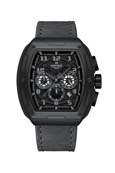 Naviforce Luxury Chronograph Wrist Watch for Men with Leather Strap Water Resistant Multi-Function Timepiece