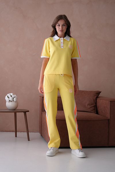 BRANDENBURG Polo Button Collar Phosphor Stripe Bg Printed Short Sleeve Tracksuit Set
