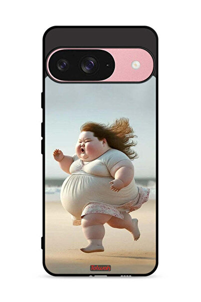 Tolwak غطاء حماية لهاتف Google Pixel 9 بتصميم فتاة سمينة تركض