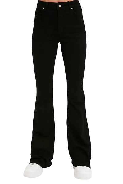 byhaziran butik Berrin Women's Black High Waist Stretchy Denim Fabric Flare Jeans