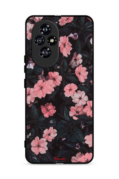 Tolwak غطاء حماية لهاتف Honor 200 5G - لون الخوخ والورود الصغيرة