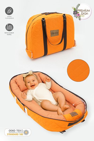 mordesign Portable Babynest, Travel Type Baby Bed with Bag, Zippered Canvas Case Deluxe+ Adorn Series