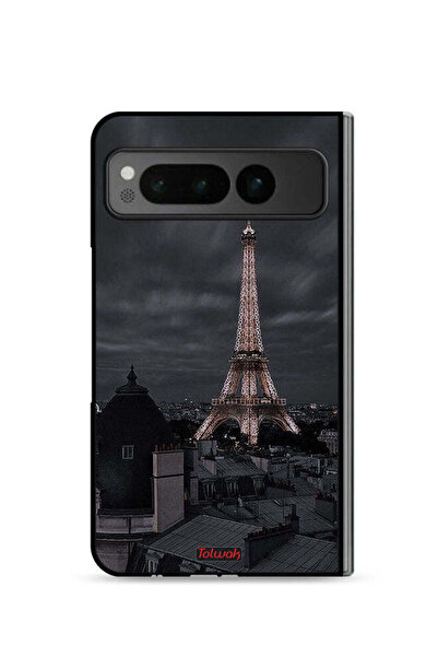 Tolwak غطاء حماية لهاتف جوجل بيكسل فولد 5G بتصميم برج إيفل في الليل