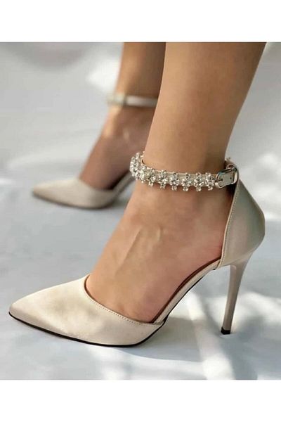 Zenvea Ankle Stone Evening Dress Stiletto 9cm Thin Heeled Shoes