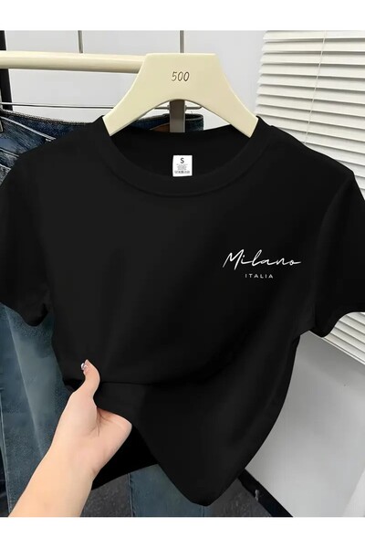 H&GHAMLEGİYİM Γυναικείο Y2K Milano Italy Graphic Crop Top