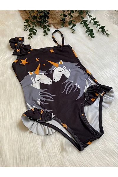 gnygiyim Girl's Character Patterned Uw Protected Swimsuit Bikini