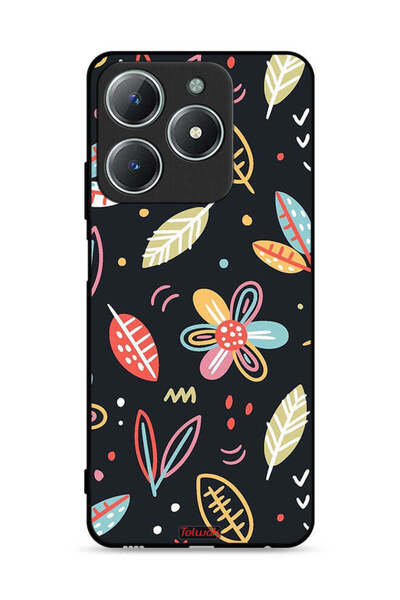 Tolwak غطاء حماية لهاتف Realme C63 4G بتصميم زهور وأوراق فنية تجريدية