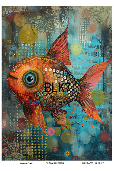 LİNEART Balık Serisi Pirinc Dekopaj Kagıdı No:BLK7-29X42cm