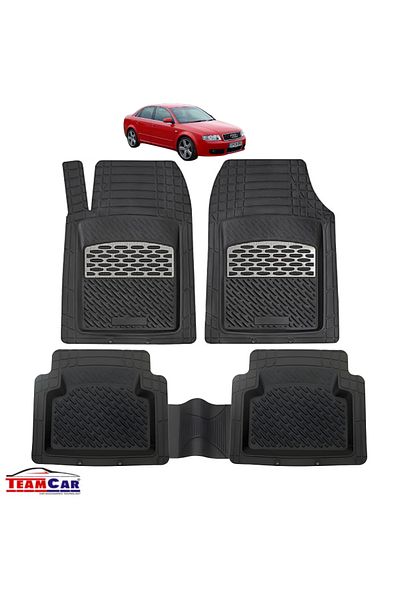 TEAMCAR ® Universal Tray Mats Audi A4 B6 Sedan (2000–2004), Set Of 5 Pieces, Silver