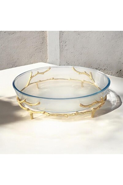 partridge store Metal Leg Oval Presentation Plate Gold