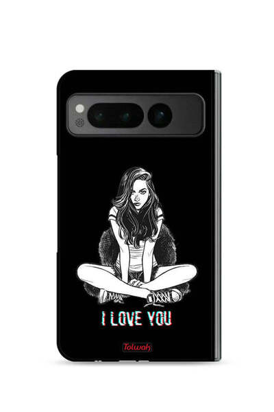 Tolwak غطاء حماية لهاتف جوجل بيكسل فولد 5G برسومات "أحبك"