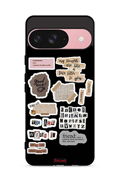 Tolwak غطاء حماية لجهاز Google Pixel 9 بملصقات اقتباسات الحظ السعيد