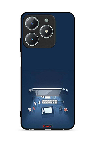 Tolwak غطاء حماية لجهاز Realme C61 4G بتصميم فني على مكتب الكمبيوتر