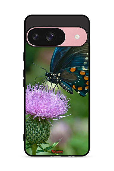Tolwak غطاء حماية لجهاز Google Pixel 9 بتصميم فراشة تجلس على زهرة