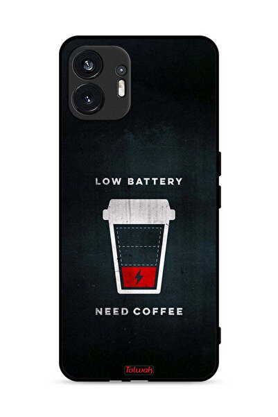 Tolwak غطاء حماية لهاتف Nothing Phone (2) 5G بطارية منخفضة تحتاج إلى قهوة