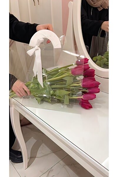 Ouz Pleksi Aksesuar Pleksi Aksesuar 3 lü şeffaf 0,75mm şeffaf çiçek çantası-ç...