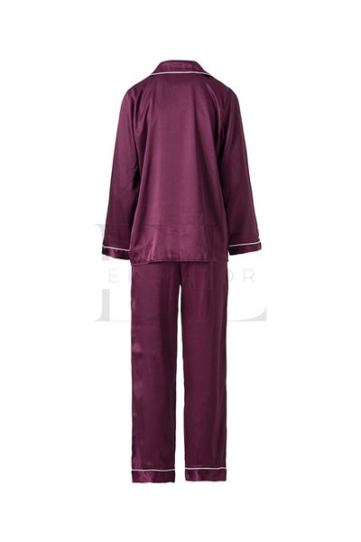 El Major Long Pajama Set with Satin Stripe