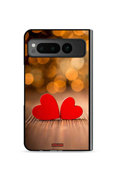 Tolwak غطاء حماية لهاتف Google Pixel Fold 5G بتصميم قلبين جميلين