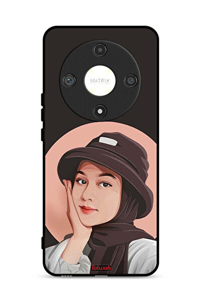 Tolwak غطاء حماية لهاتف Honor X9b 5G بتصميم فتاة قبعة لطيفة ورسم فني
