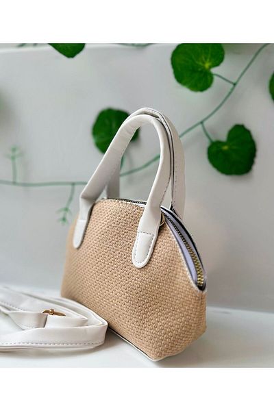 h&c bag butik Black Straw Textured Mini Top Handle Bag