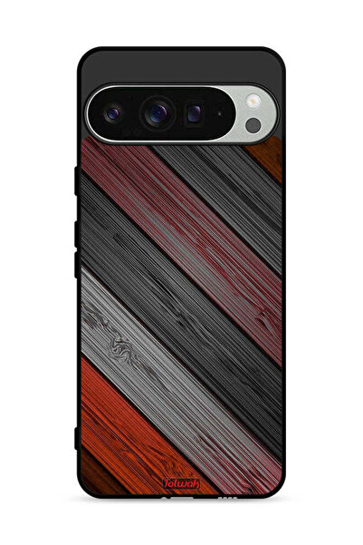 Tolwak غطاء حماية لجهاز Google Pixel 9 Pro XL بنمط خشبي ملون