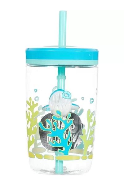 STOREMAX Starbyx Floating Shark Tritan Cup with Straw 420 Ml, Blue Newdesing 1094633