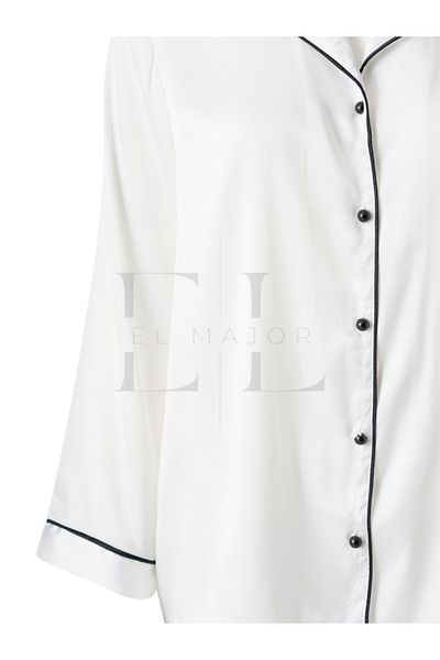 El Major Long Pajama Set with Satin Stripe