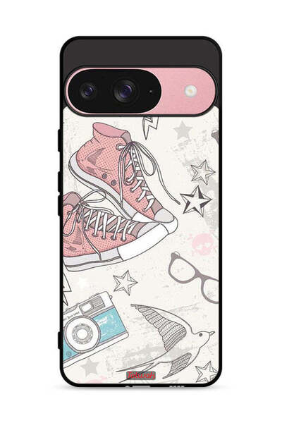 Tolwak غطاء حماية لجهاز Google Pixel 9 بتصميم حذاء من القماش وفن الكاميرا