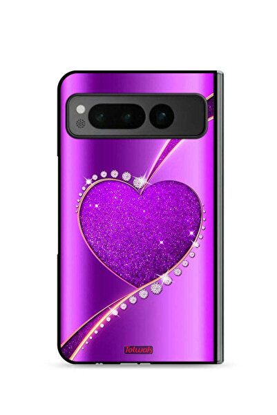 Tolwak غطاء حماية لهاتف جوجل بيكسل فولد 5G بتصميم قلب لامع