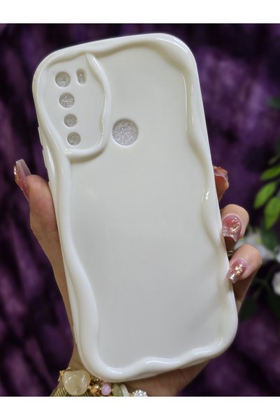 Magic Ring Xiaomi Redmi Note 8 Compatible 3D Wave Edge White Phone Case