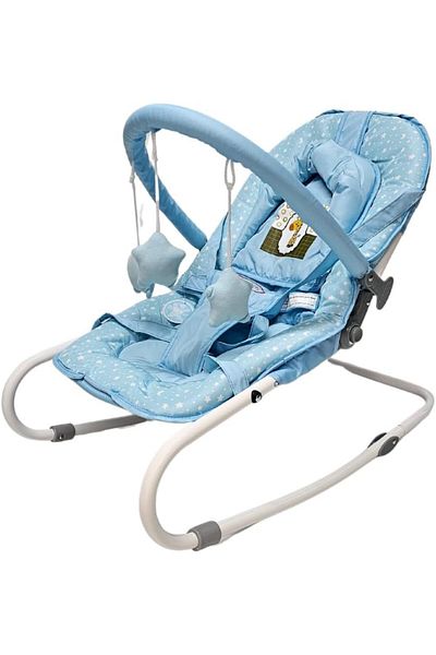 rexa Baby Rocking Chair with Headrest & 3 Cotton Toys – Multi-Color Recliner Bed (68D x 43W x 57H cm)