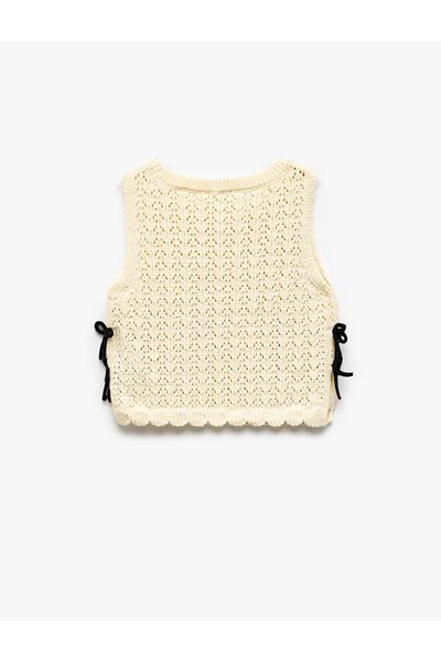 Koton New Season Crew Neck Openwork Sleeveless Knitwear Crop Undershirt