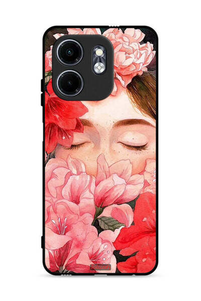 Tolwak غطاء حماية لهاتف إنفينيكس سمارت 9 4G، وجه فتاة مختبئة بين الزهور