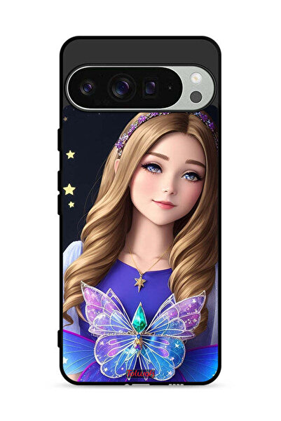 Tolwak غطاء حماية لهاتف Google Pixel 9 Pro XL بتصميم فتاة فراشة لطيفة
