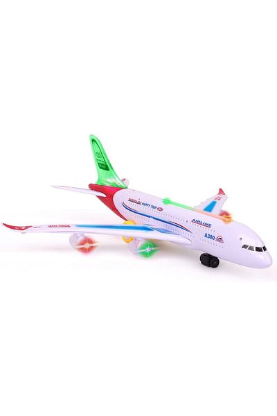 rexa Interactive Airline Jumbo Jet Toy with Flashing Lights & Music - Kids Push & Go Plane