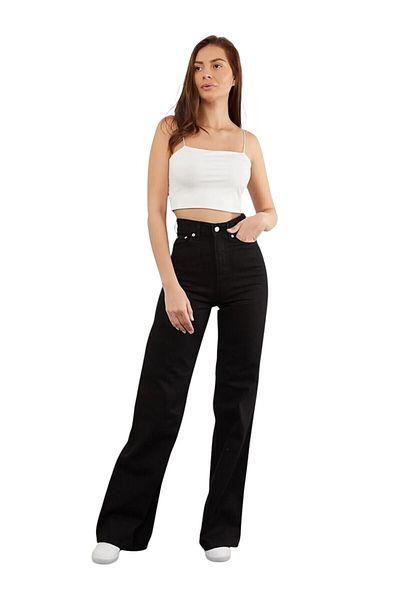 byhaziran butik Puabi Black Spanish Leg High Waist Lycra Women's Jeans