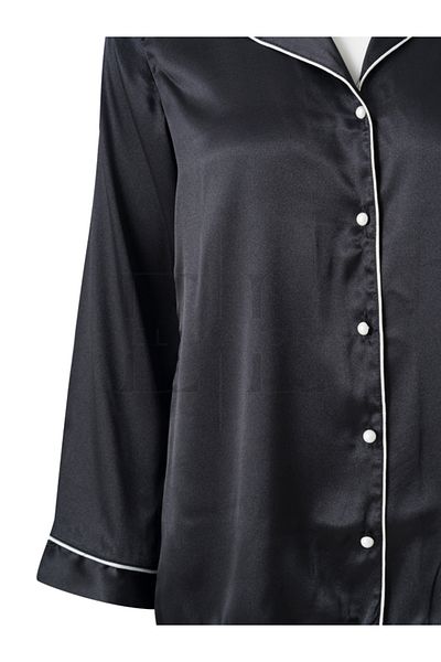 El Major Long Pajama Set with Satin Stripe