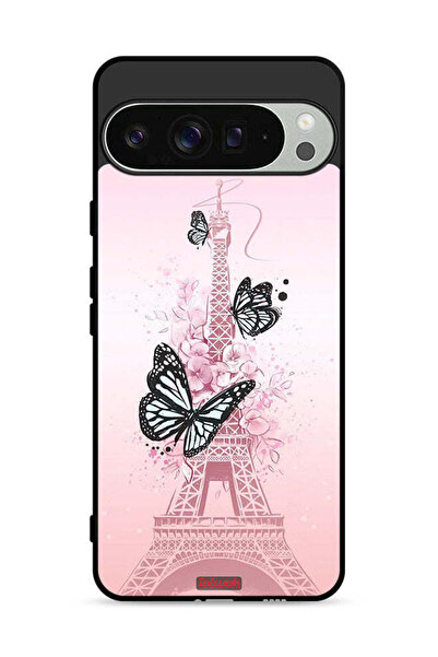 Tolwak غطاء حماية لهاتف Google Pixel 9 Pro بنقشة فراشات على برج إيفل