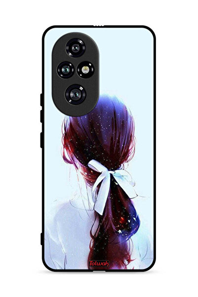 Tolwak غطاء حماية لهاتف Honor 200 Pro 5G مع ربطة شعر وربطة شعر وفن فتاة