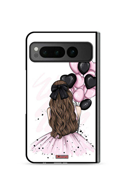 Tolwak غطاء حماية لهاتف Google Pixel Fold 5G يحمل صورة فتاة تحمل بالونات