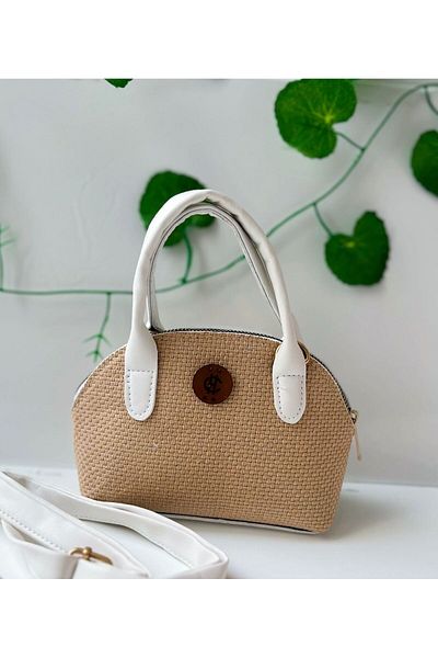 h&c bag butik Black Straw Textured Mini Top Handle Bag