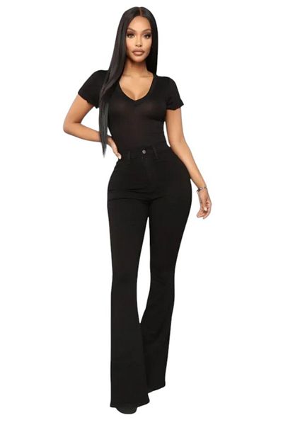 byhaziran butik Parla Black High Waist Flare Jeans