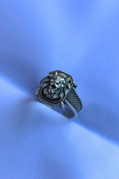 Begondio Aslan Figürlü Özel Tasarım Maskülen Ayarlanabilir Erkek Yüzük