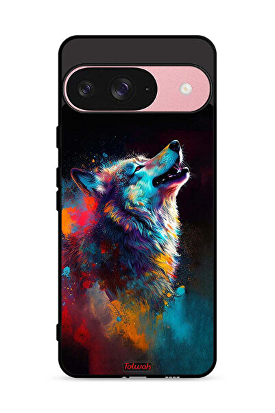 Tolwak غطاء حماية لجهاز Google Pixel 9 بتصميم ذئب ملون