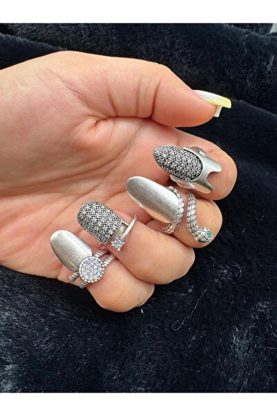 Vesaire Accessories Gotik Tırnak Model Antik Takı Set Eskitme Gümüş Kaplama A...